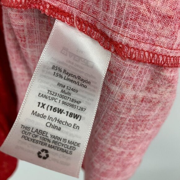 Terra & Sky Dress Tie Back Short Puff Sleeve Linen Blend - Picture 8 of 11